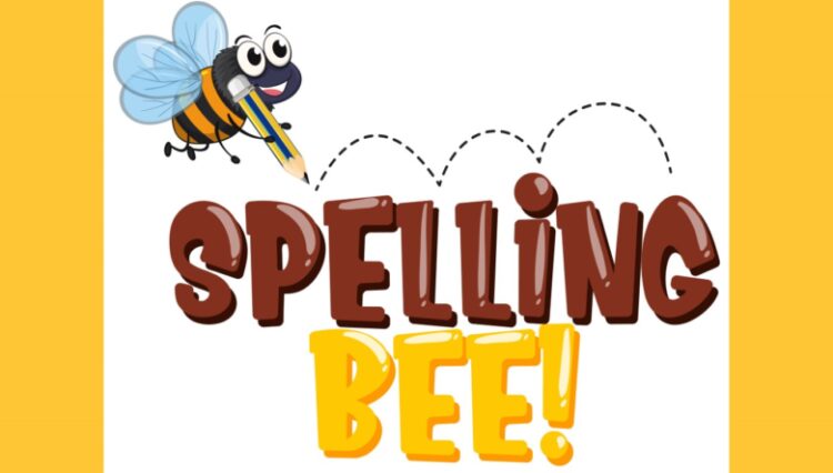 Font design for word spelling bee with bee writing illustration